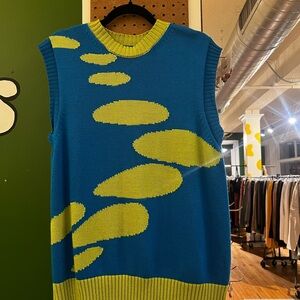 Verconiik Blue and Green Knit Women's Sweater Vest